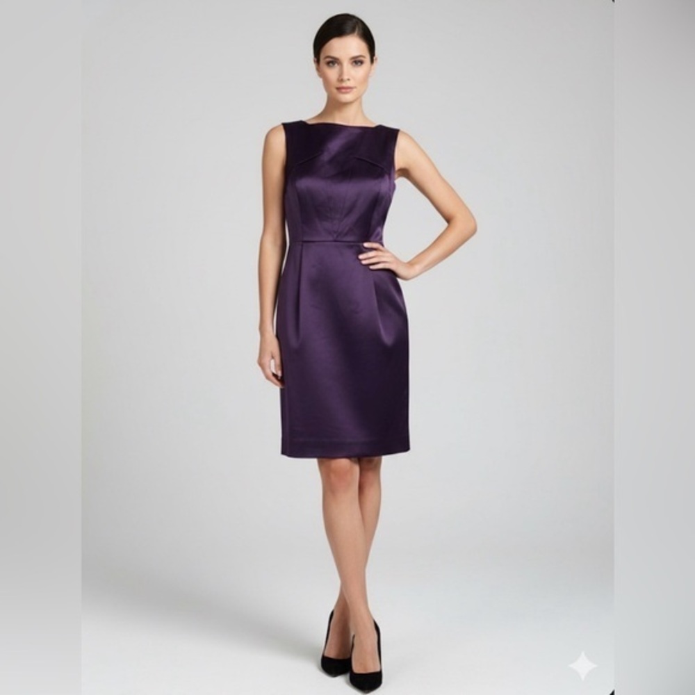 Club Monaco Women’s 2 Purple Satin Sheath Sleeveless Cocktail Dress XS Classic